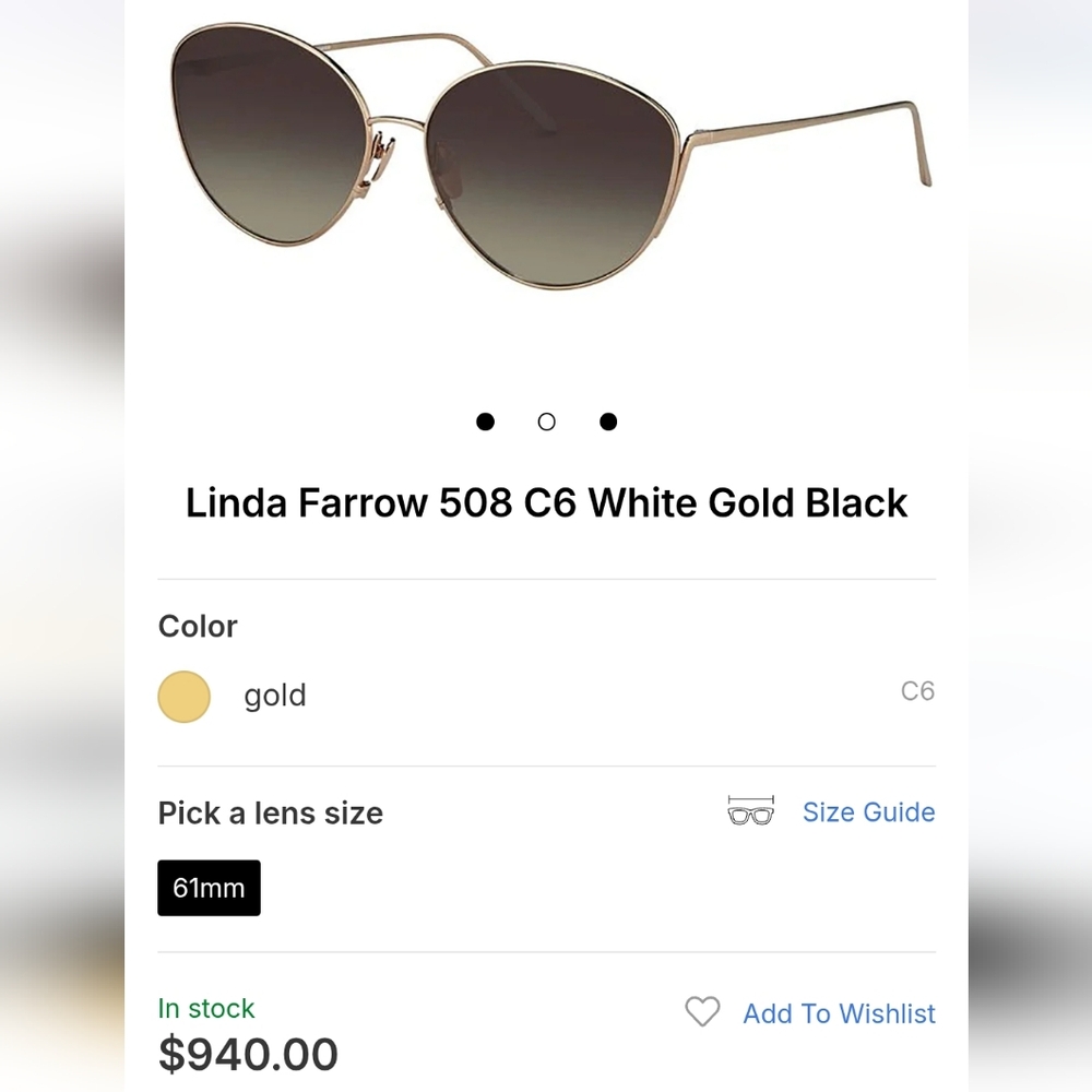 NWT LINDA FARROW LUXE LFL508C6SUN Rose Gold Frames Graduated Dusk Sunglasses
